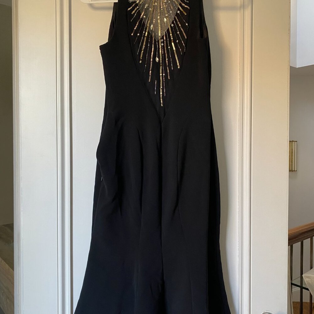 Theia Black Dress with Gold Sequin Back